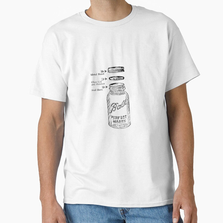 Vintage Ball Mason Jar Shirt - Retro Farmhouse Aesthetic Oversized Tee White