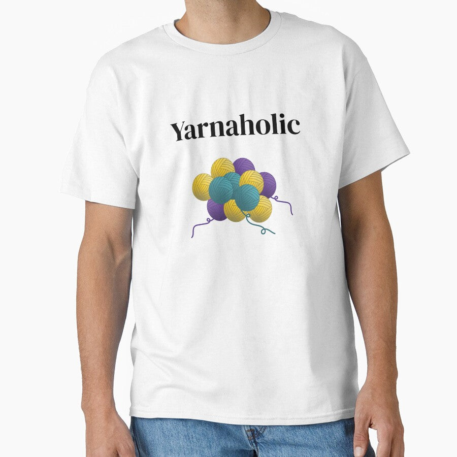 Yarnaholic Funny Text Shirt Oversized Knitting Obsession Apparel White