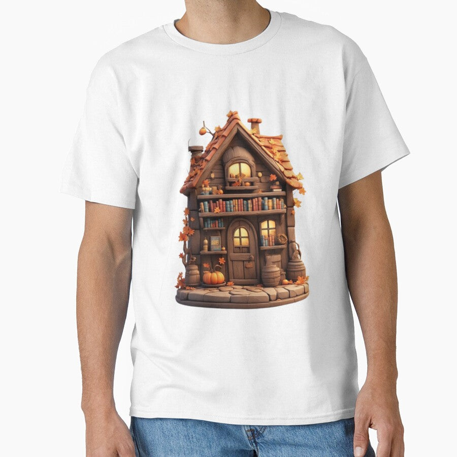 Cozy Autumn Bookshop Tee Fall Reading Vibes Oversized Apparel White
