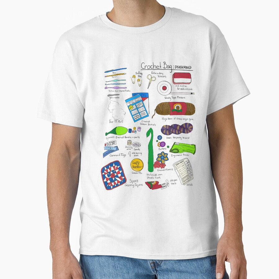 Disassembled Crochet Bag Graphic Shirt Artistic Oversized Apparel White