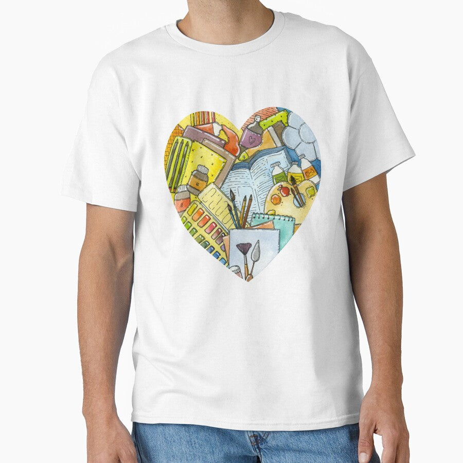 I Love Art Supplies Creative Hobbyist Text Oversized T-Shirt White