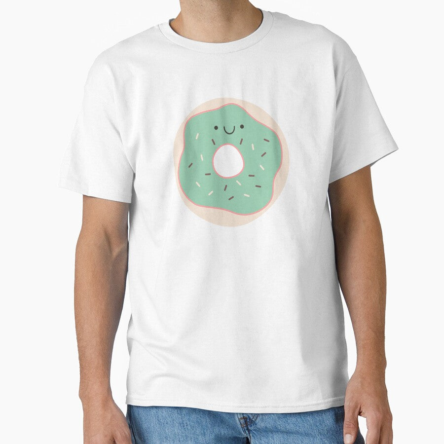 Happy Donut Graphic Oversized Top | Aesthetic Casual Summer T-Shirt White