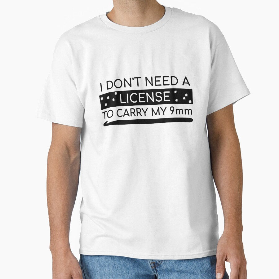 Funny License To Carry 9mm Hook Tee - Oversized Crochet Shirt White