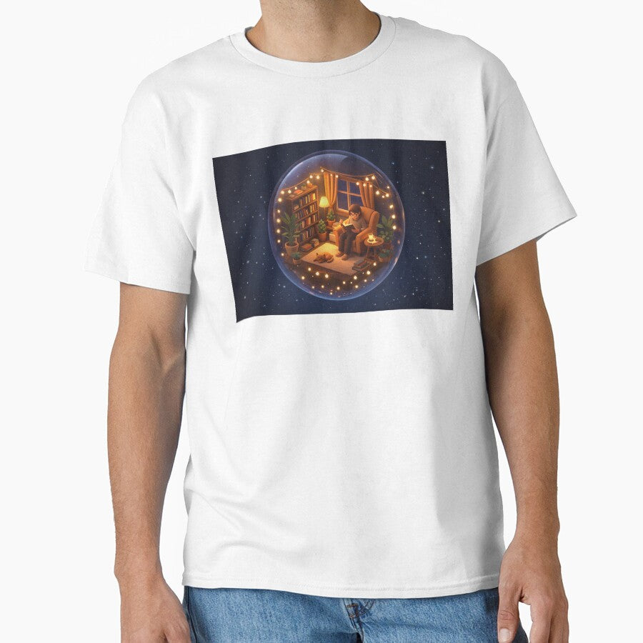 Introvert Sanctuary Sphere Tee Isometric Art Oversized Graphic Shirt White