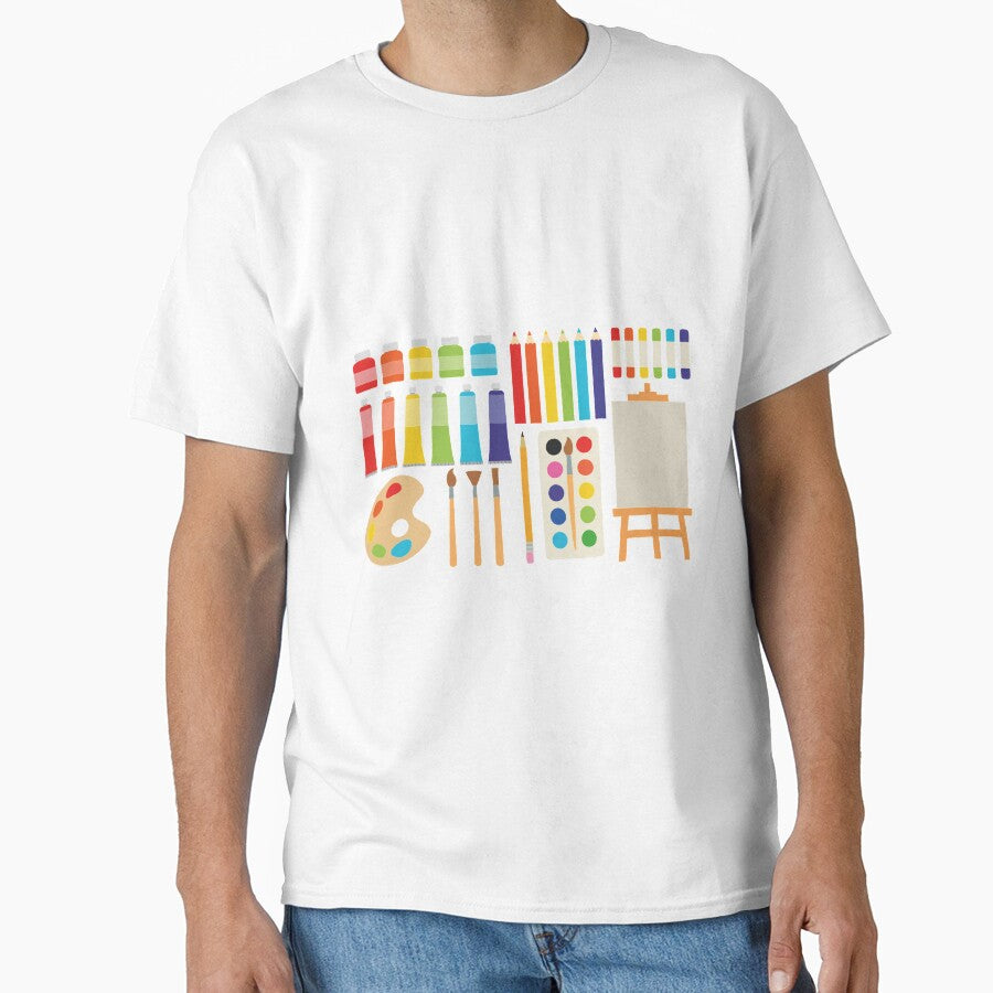 Creative Art Supplies Collage Graphic Tee Oversized T-Shirt White