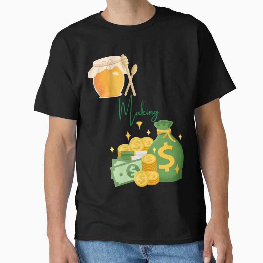 Honey Making Money Shirt - Beekeeper Honeybee Apiary Graphic Tee Black