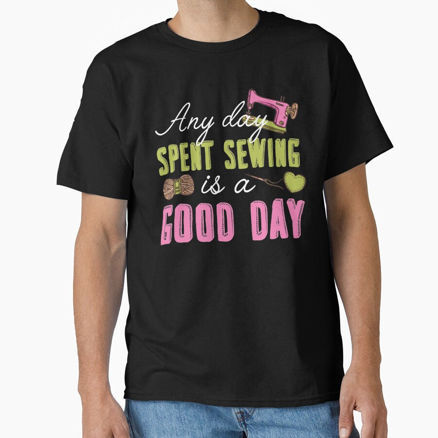 Any Day Spent Sewing | Good Day Hobbyist Oversized Tee Black