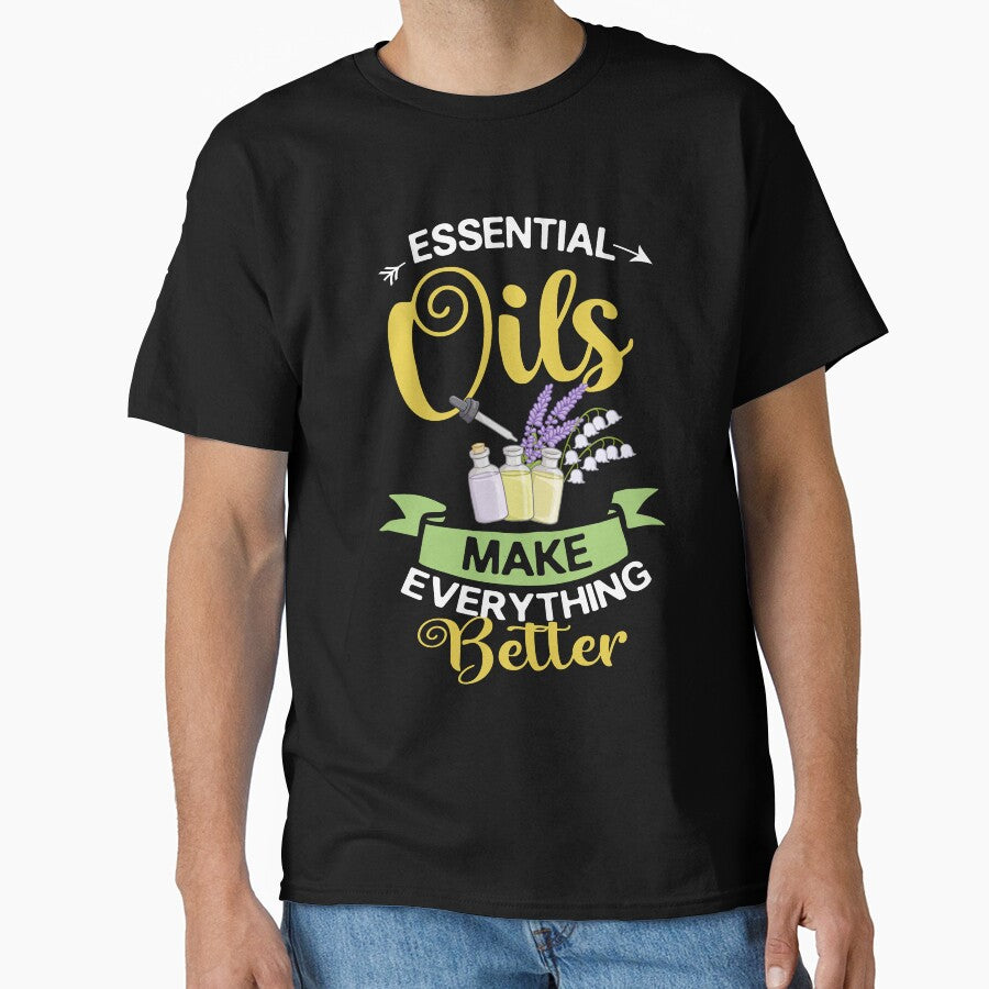 Essential Oil Diffuser Peppermint T-Shirt - Relaxing Aromatherapy Tee Black