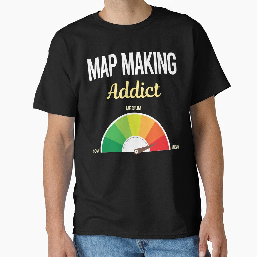 Cartography Map Making Shirt - Professional Geographer Graphic Tee Black