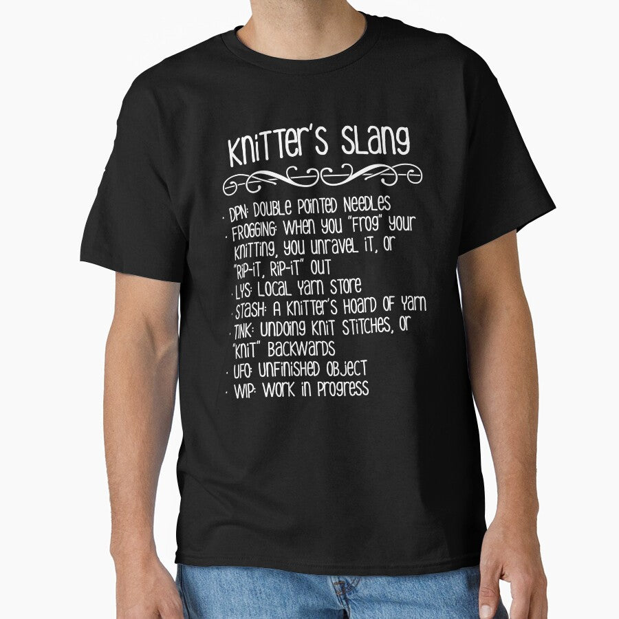 Knitter's Slang Dictionary Shirt Funny Crochet Terms Oversized Black