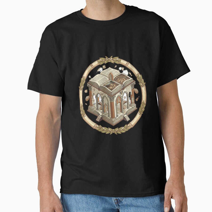 Quality Learning Center Tee Classical Academic Emblem Oversized Black