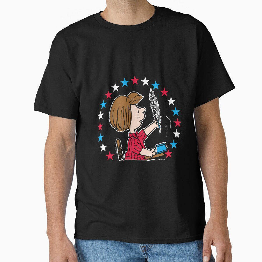 Patriotic Peanuts Americana 4th Of July Tee Oversized T-Shirt Black