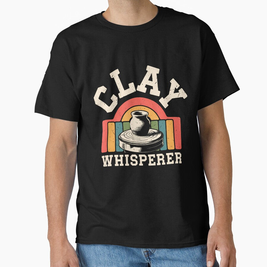 Clay Whisperer Funny Pottery Artist Saying Oversized T-Shirt Black