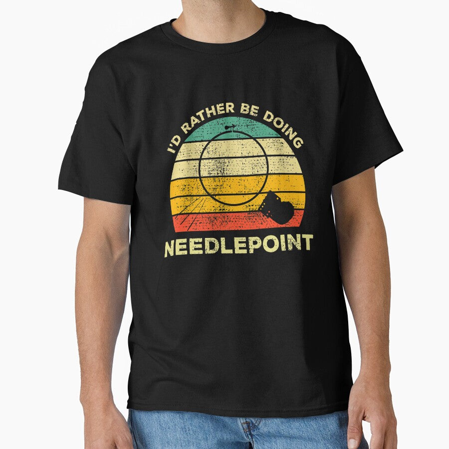 Rather Be Doing Needlepoint | Vintage Aesthetic Lover Tee Black