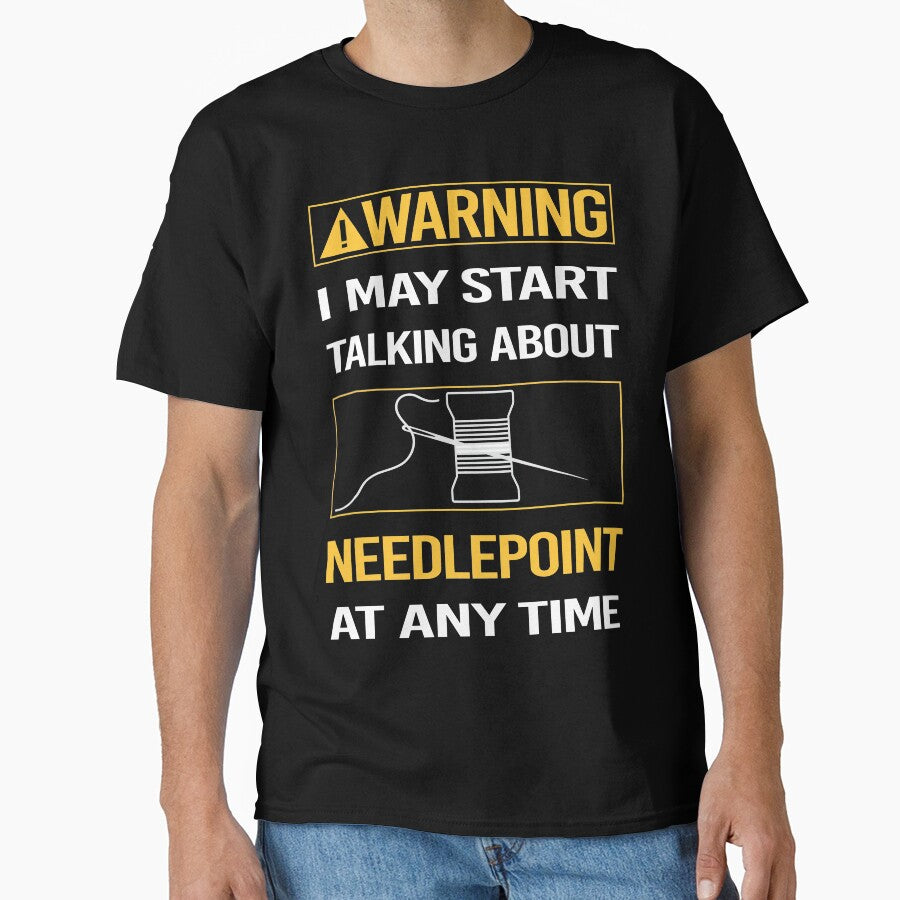 Funny Warning Stitching Tee | Canvas Work Gift Oversized Shirt Black