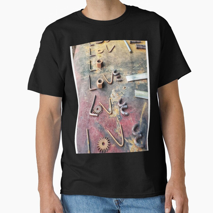 Love Scrap Metal Welder Art Oversized T-Shirt Industrial Design Black