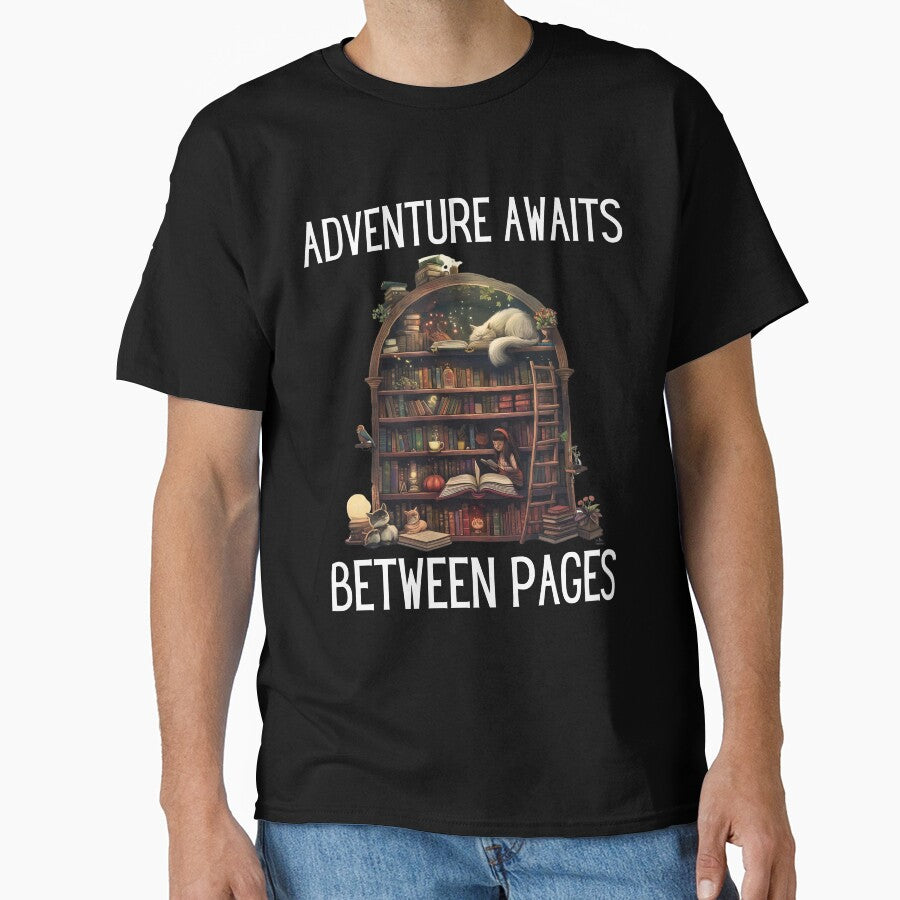 Imagination Adventure Tee Reading Awaits Oversized Graphic Shirt Black