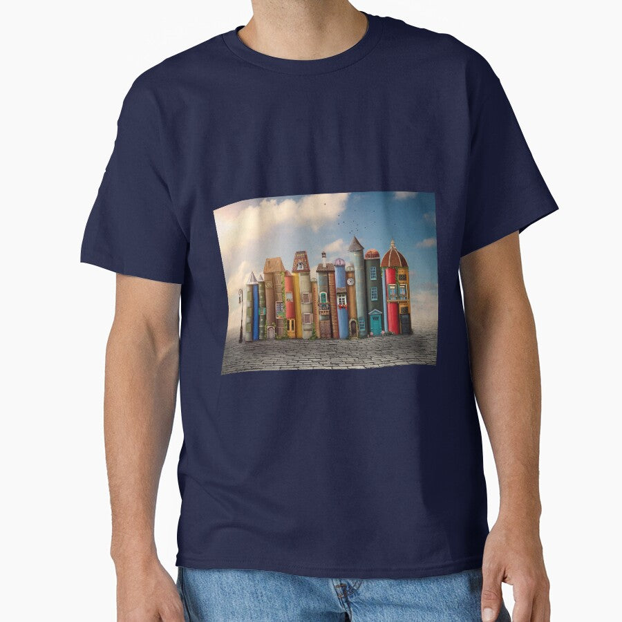 Reading Is Television Shirt Witty Intellectual Oversized Tee Navy