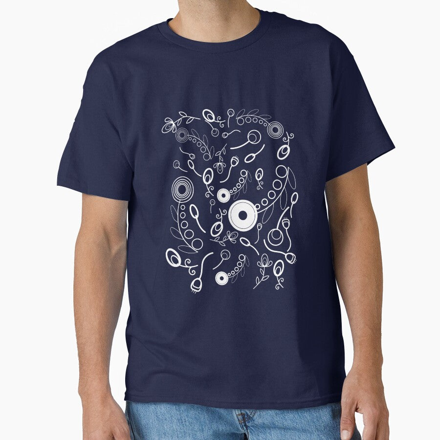 Navy Blue Floral Embroidery Style Premium Oversized T-Shirt Navy