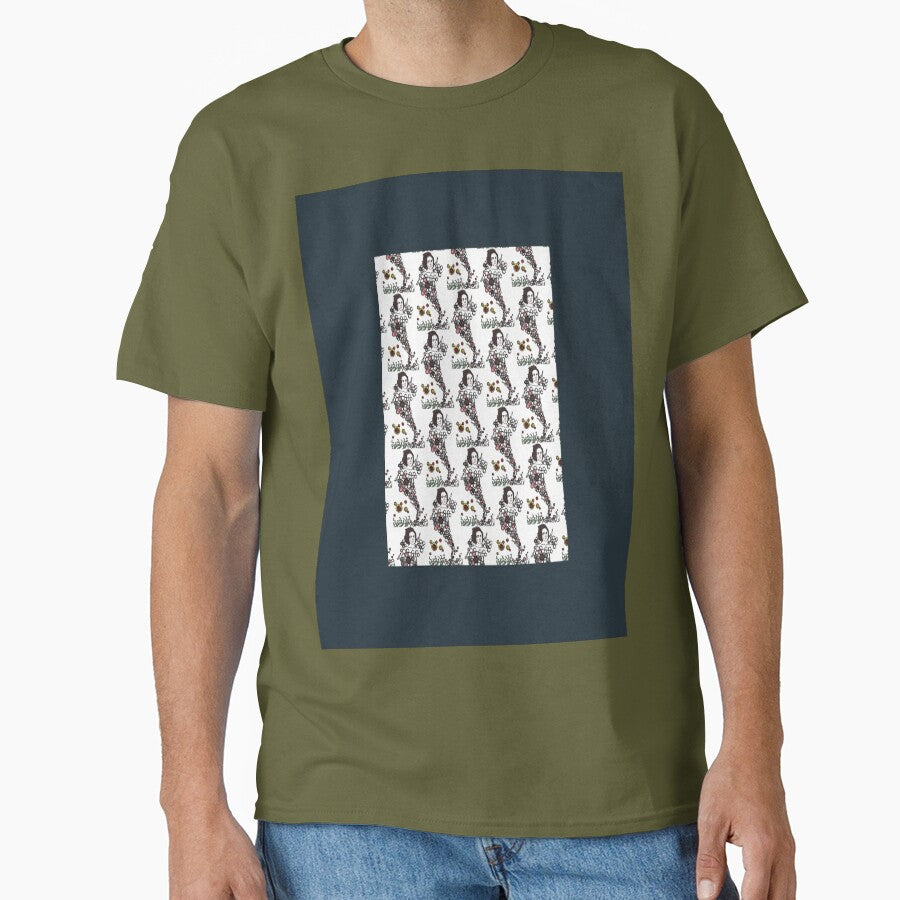 Singer Upcycled Twister Oversized T-Shirt Retro Sewing Machine Art Fatigue Green