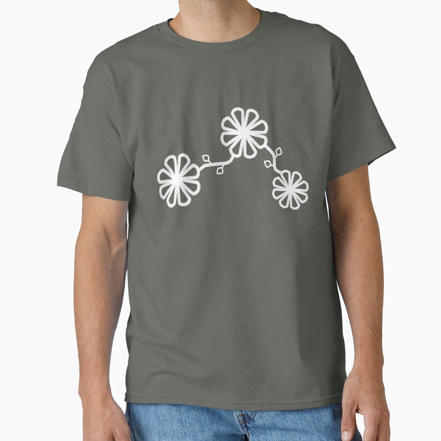 Chalk Texture Flower Design Gray Backdrop Oversized Tee Smoke Grey
