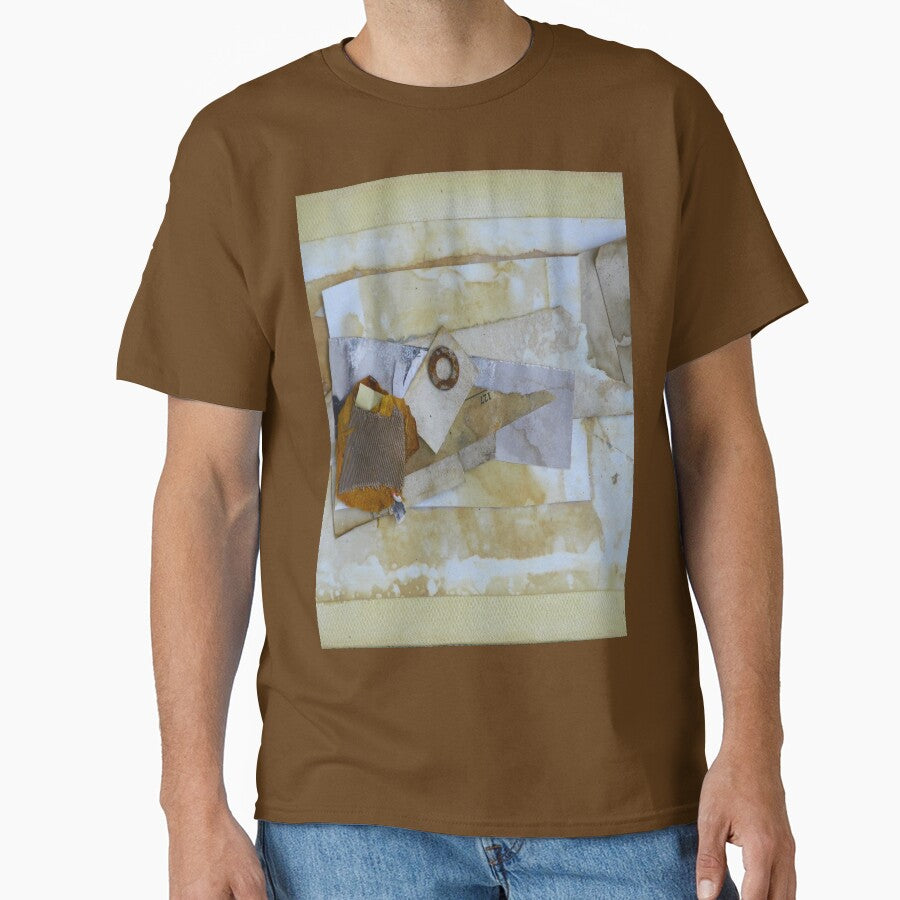 Mixed Media Collage #2 Oversized T-Shirt Creative Layered Art Top Army Brown
