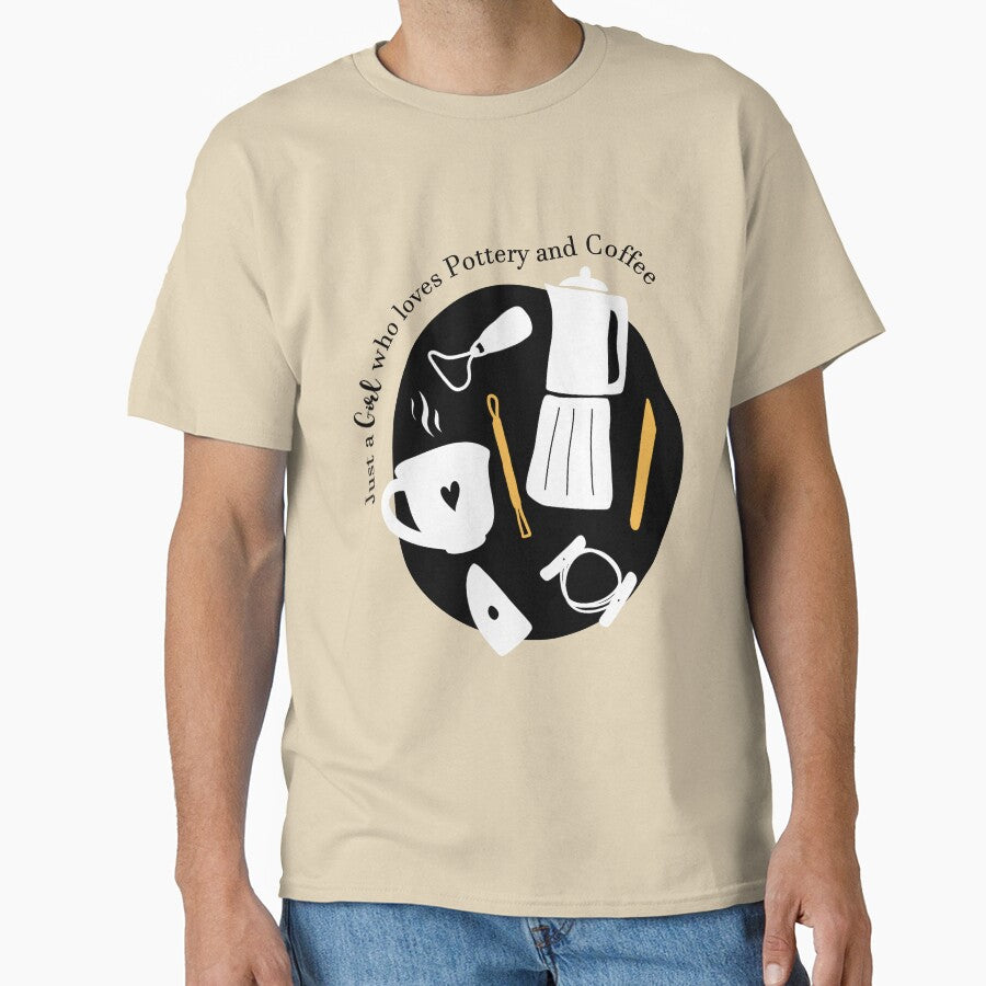Coffee and Pottery Girl Artistic Hobby Oversized T-Shirt Sand