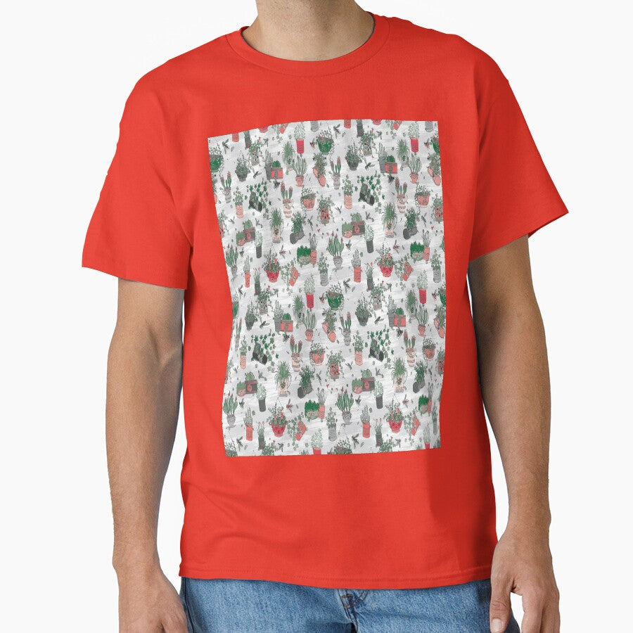 Upcycled Garden Floral Oversized T-Shirt Eco-Conscious Nature Art Poppy Red