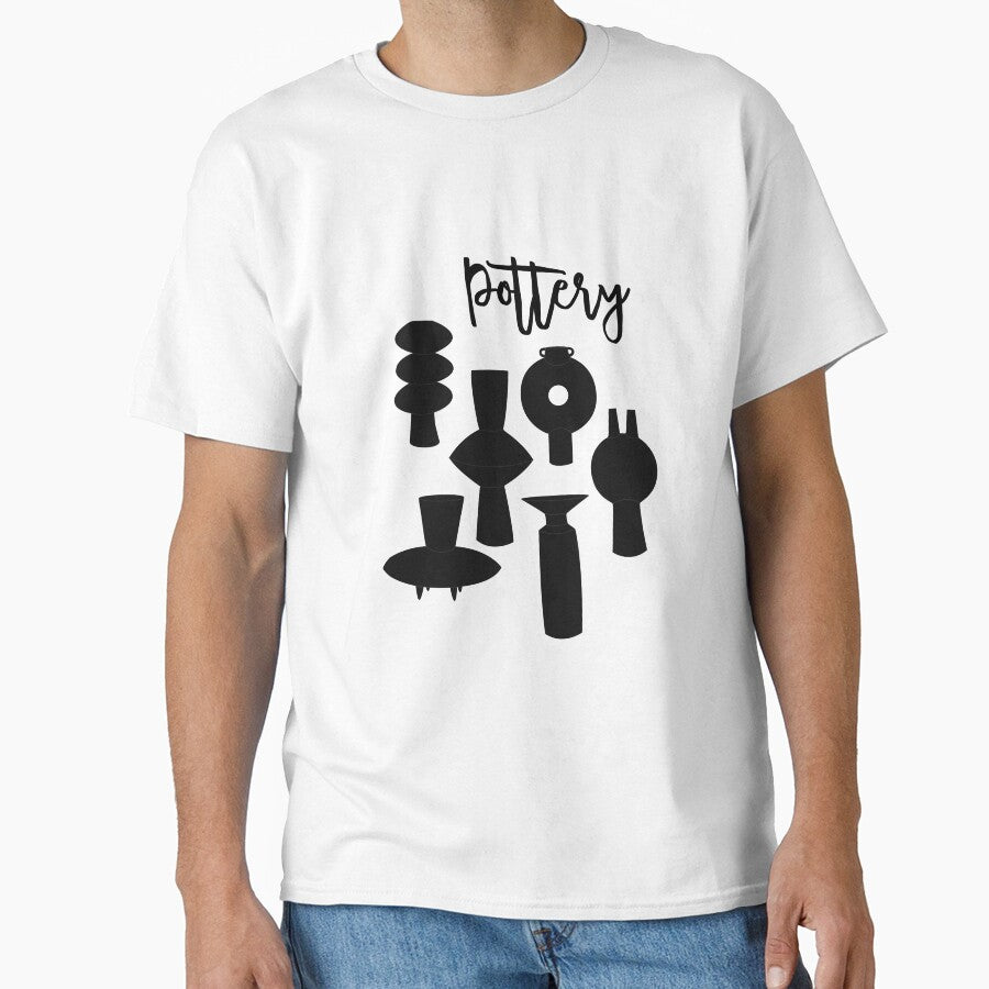 Modern Black Pottery Minimalist Studio Art Oversized T-Shirt White