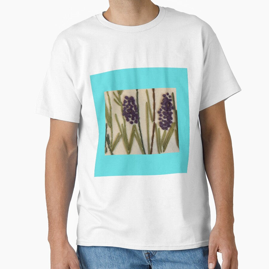 Purple Lilac Botanical Floral Print Oversized T-Shirt White