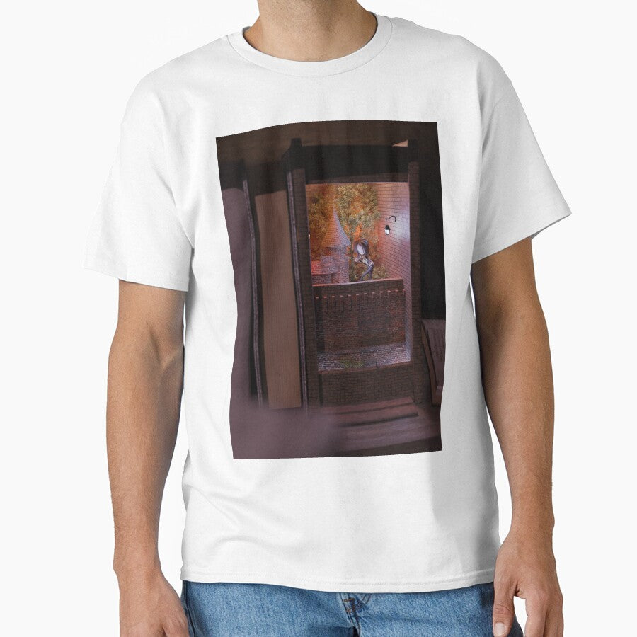 Castle Word Art Tee Miniature Book Castle Oversized Graphic Shirt White