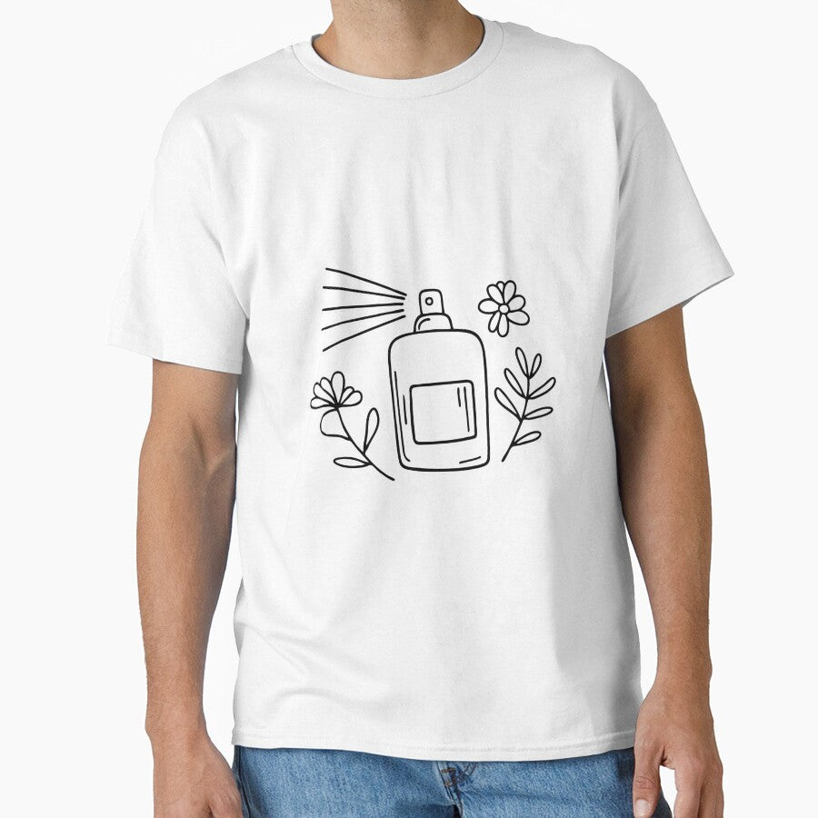 Floral Perfume Spraying Shirt - Botanical Fragrance Graphic Tee White
