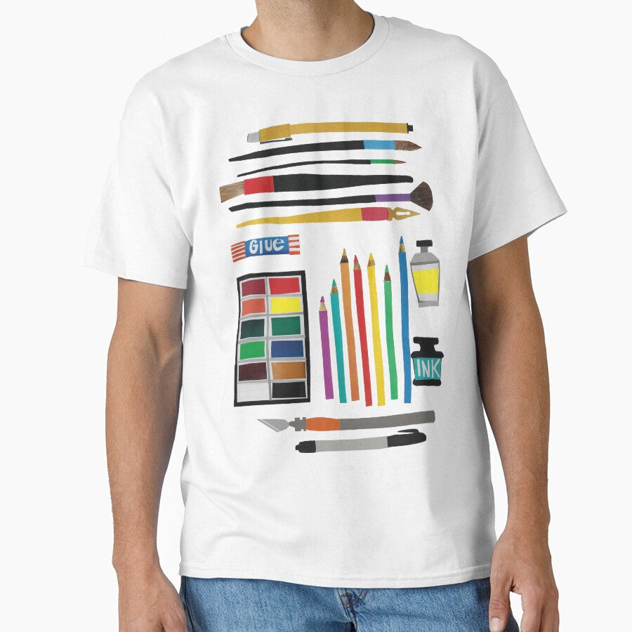Art Supplies Collage Creative Hobbyist Tee Oversized T-Shirt White