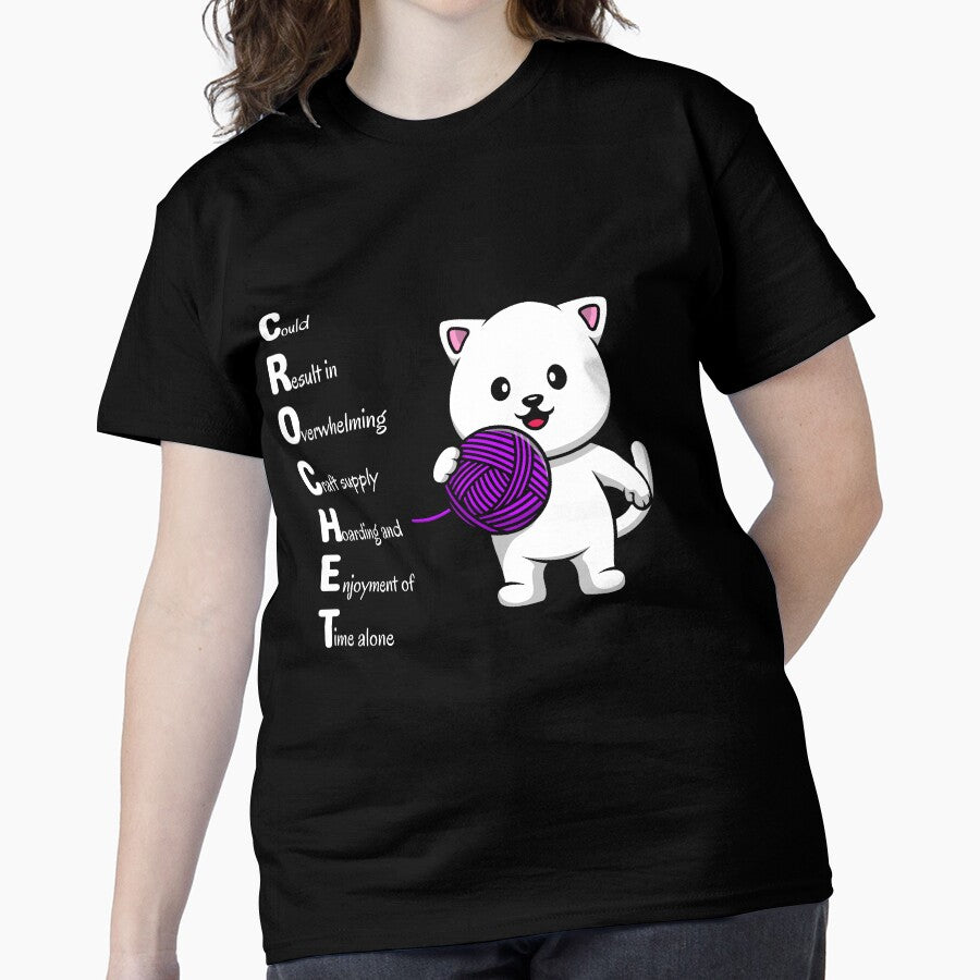 Craft Supply Hoarding Warning Shirt Funny Crochet Oversized Tee Black