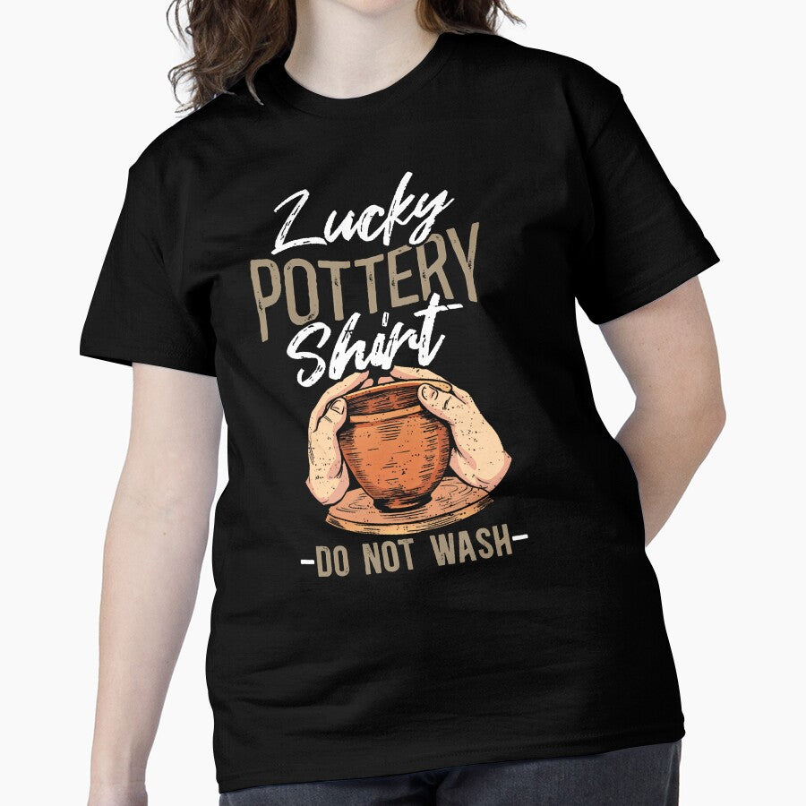 Ceramic Lucky Pottery Do Not Wash Humor Oversized T-Shirt Black