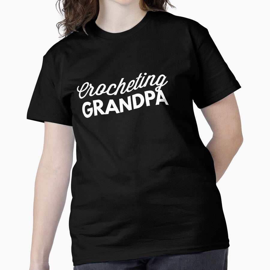 Funny Crocheting Grandpa Oversized T-Shirt Unique Men's Craft Tee Black