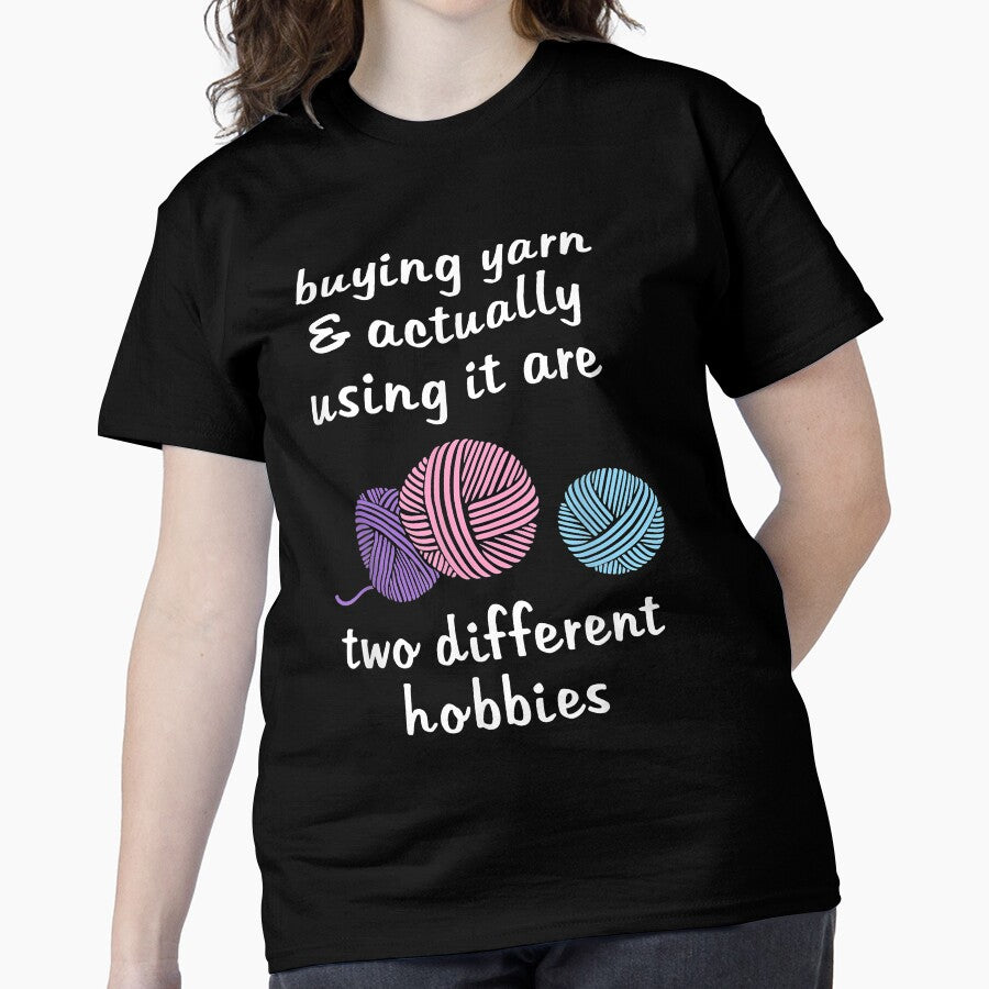 Women's Multi-Hobby Crochet Shirt Funny Knitting Oversized Tee Black