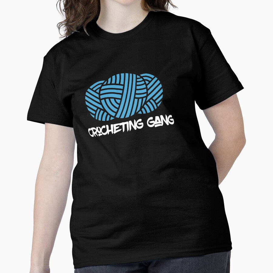 Crocheting Gang Yarn Squad Shirt Bold Team Spirit Oversized Tee Black