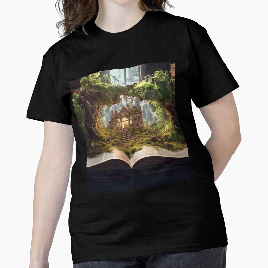 Storybook Arch Graphic Tee Living Book Portal Oversized Shirt Black