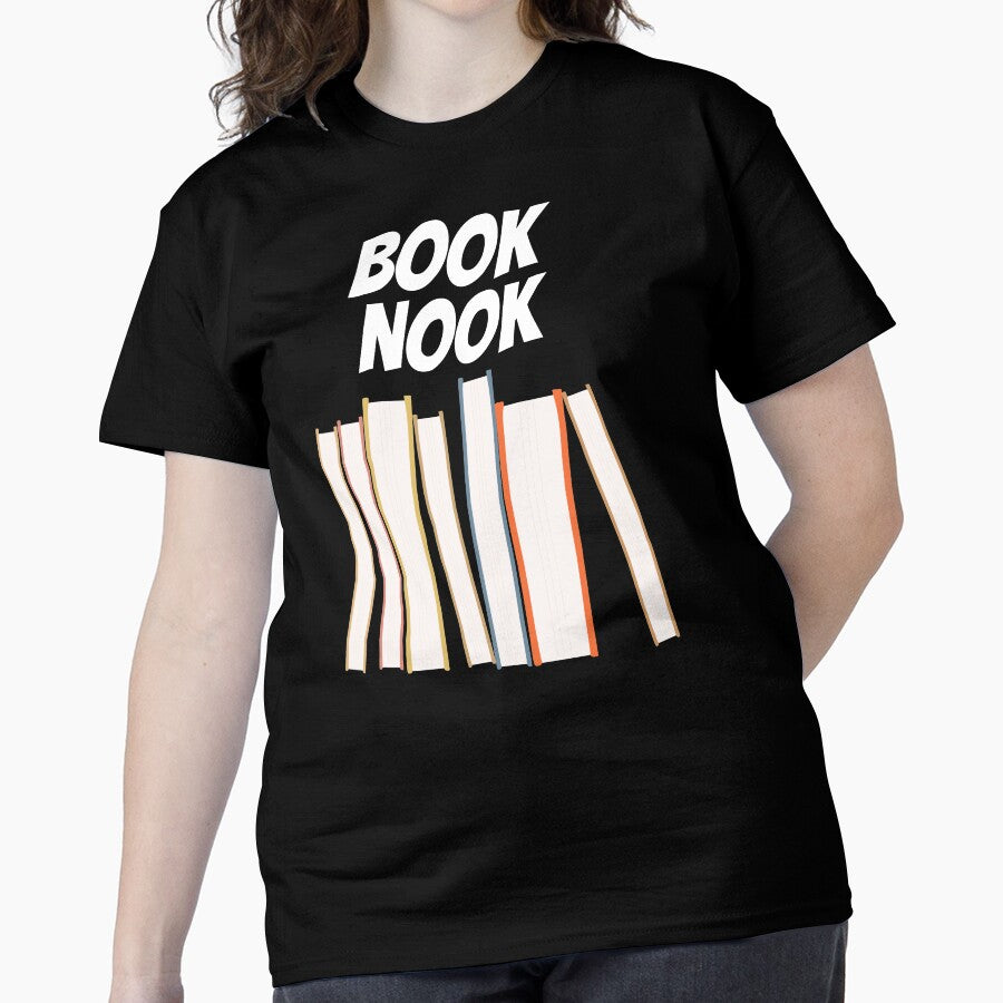 Cozy Book Nook Tee Aesthetic Reading Lovers Oversized Graphic Top Black