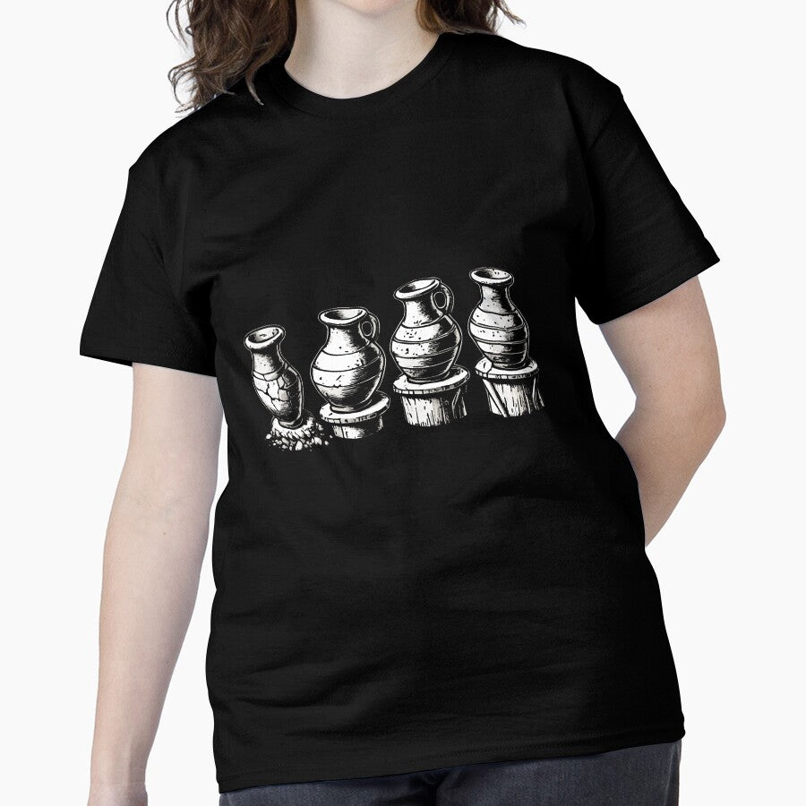 Evolution of Pottery Vases Ceramic History Oversized T-Shirt Black