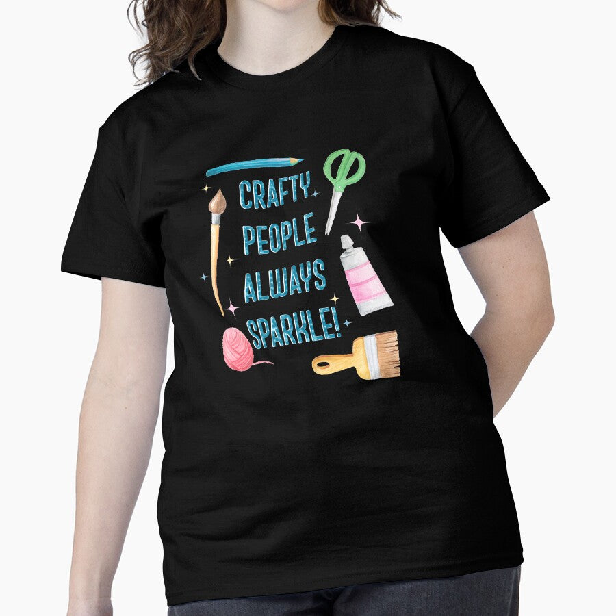 Crafty People Sparkle Glitter Effect Art Oversized T-Shirt Black