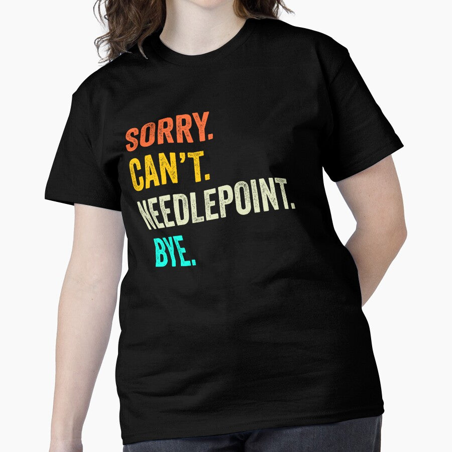 Funny Stitching Quote Top | Needlepoint Coach Gift Tee Black