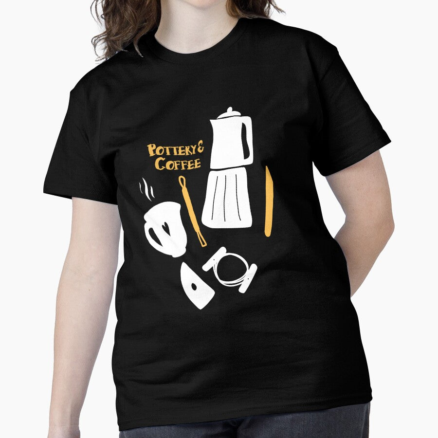 Morning Ceramic and Coffee Lover Studio Oversized T-Shirt Black