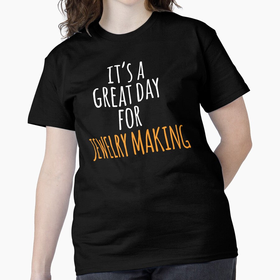 Cheerful Jewelry Making Day Graphic Print Oversized T-Shirt Black