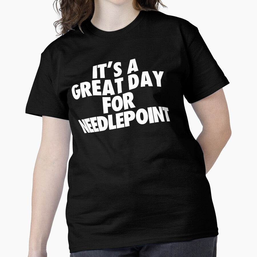 Great Day for Needlepoint | Happy Crafting Oversized Tee Black