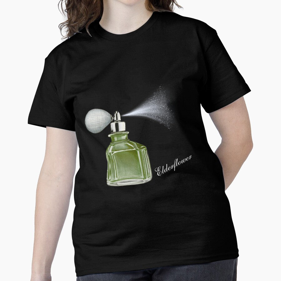 Elderflower Scented Perfume Tee - Aesthetic Minimalist Oversized Top Black