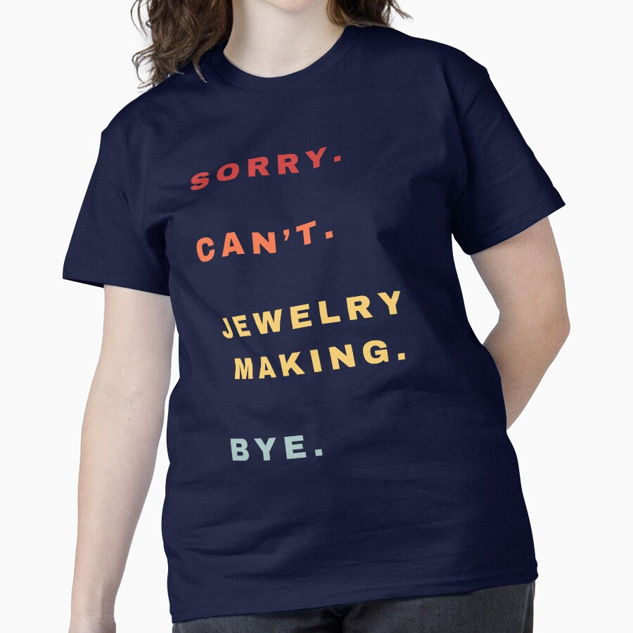 Retro Style Jewelry Making Lover Quote Funny Oversized T-Shirt Navy