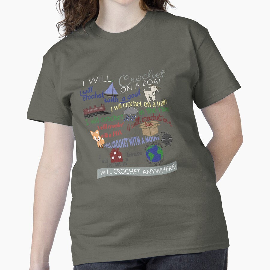 I Will Crochet On A Boat Tee Whimsical Traveling Crafter Oversized Smoke Grey