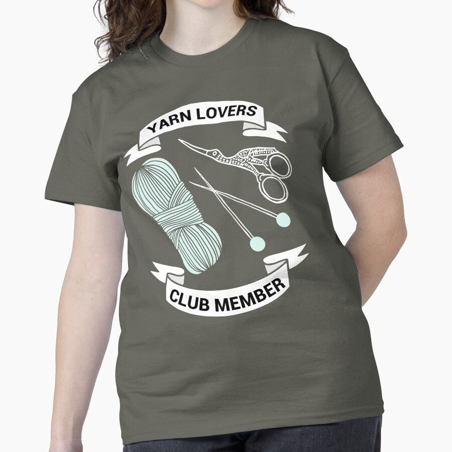Yarn Lovers Club Tee | Funny Knitting Community Oversized Top Smoke Grey